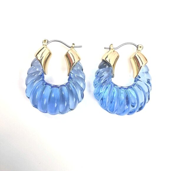 Light blue acrylic hinged hoop earrings for pierced ears - Picture 1 of 2